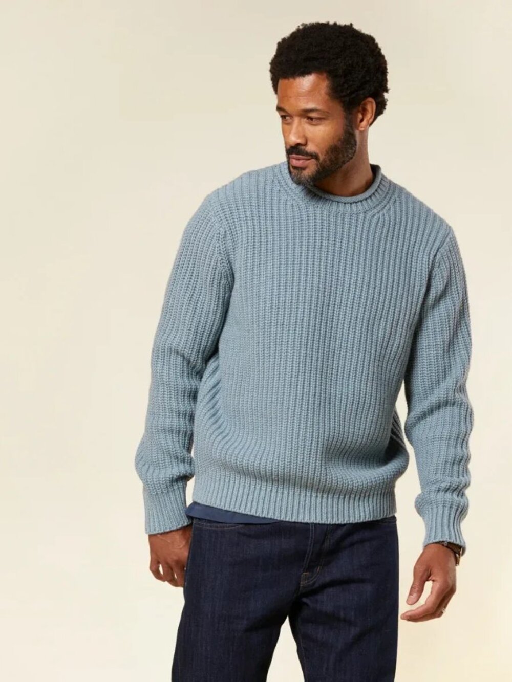 Outerknown Light Blue Heavy Knit Rolled Neck Sweater/3069